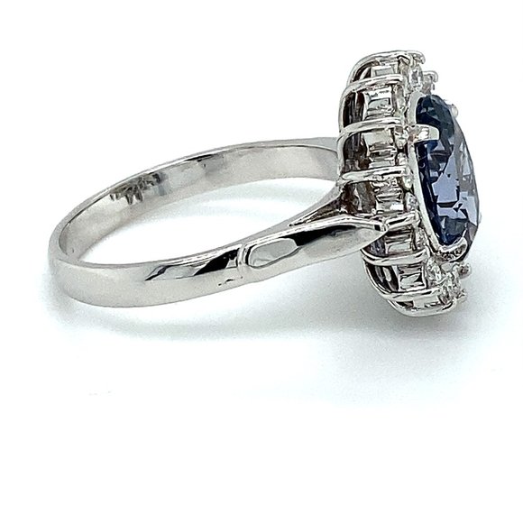 Blue Spinel 3.26ct Diamonds 18K White Gold Ring - Picture 3 of 8